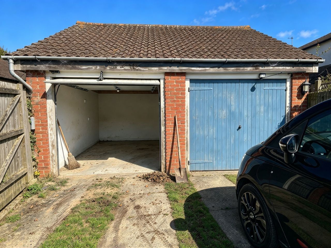 A garage completely cleared out